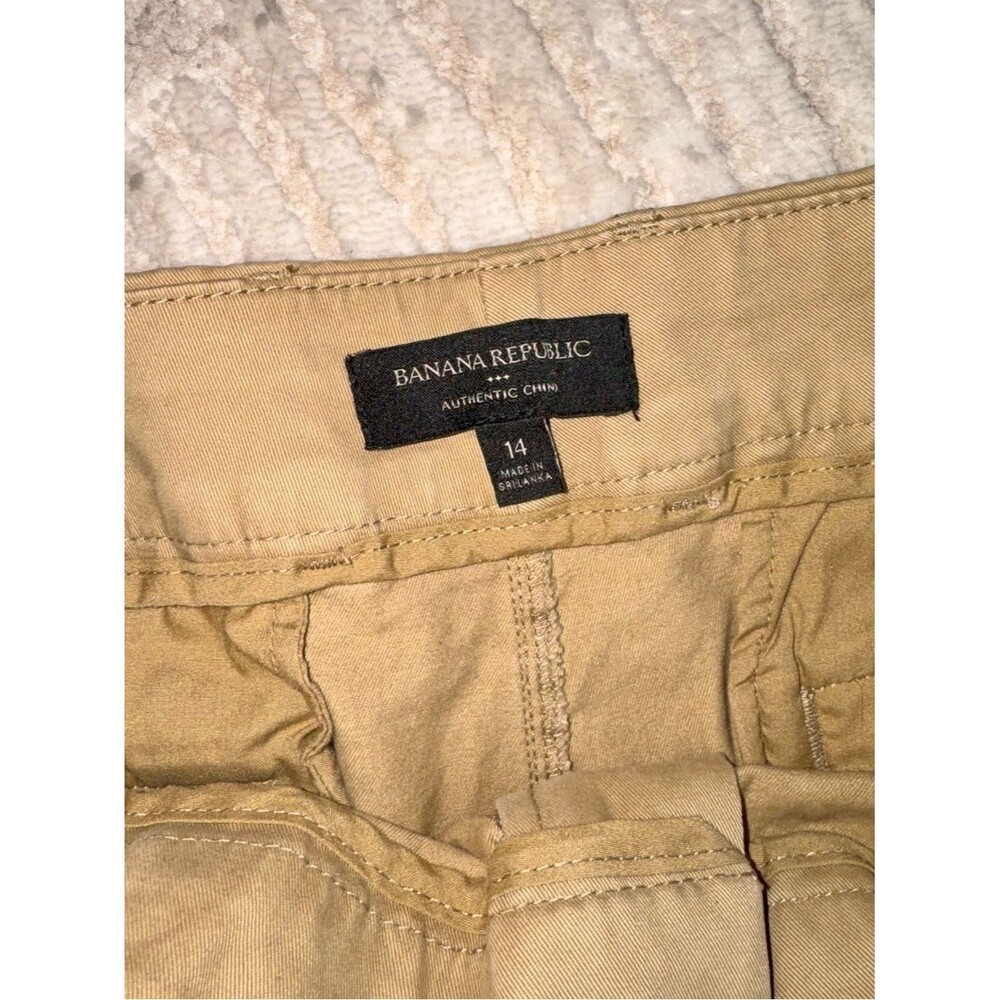 Banana Republic Womens Chino Pants 14 Khaki Slim Straight Organic Cotton - Picture 2 of 12